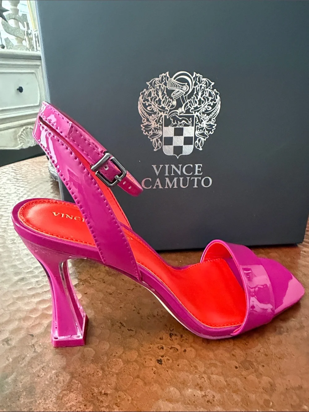 Vince Camuto Patent Leather Fuchsia/Pink Slingback Heels